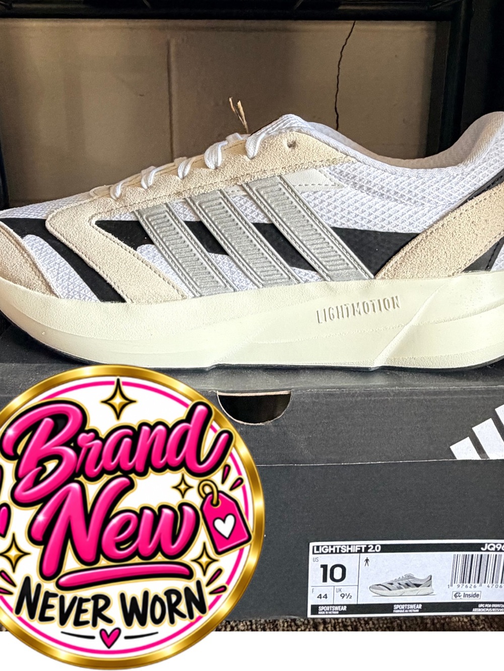 Adidas Lightshift 2.0 Women’s Sneakers White Black Size 10 NWT JQ9650